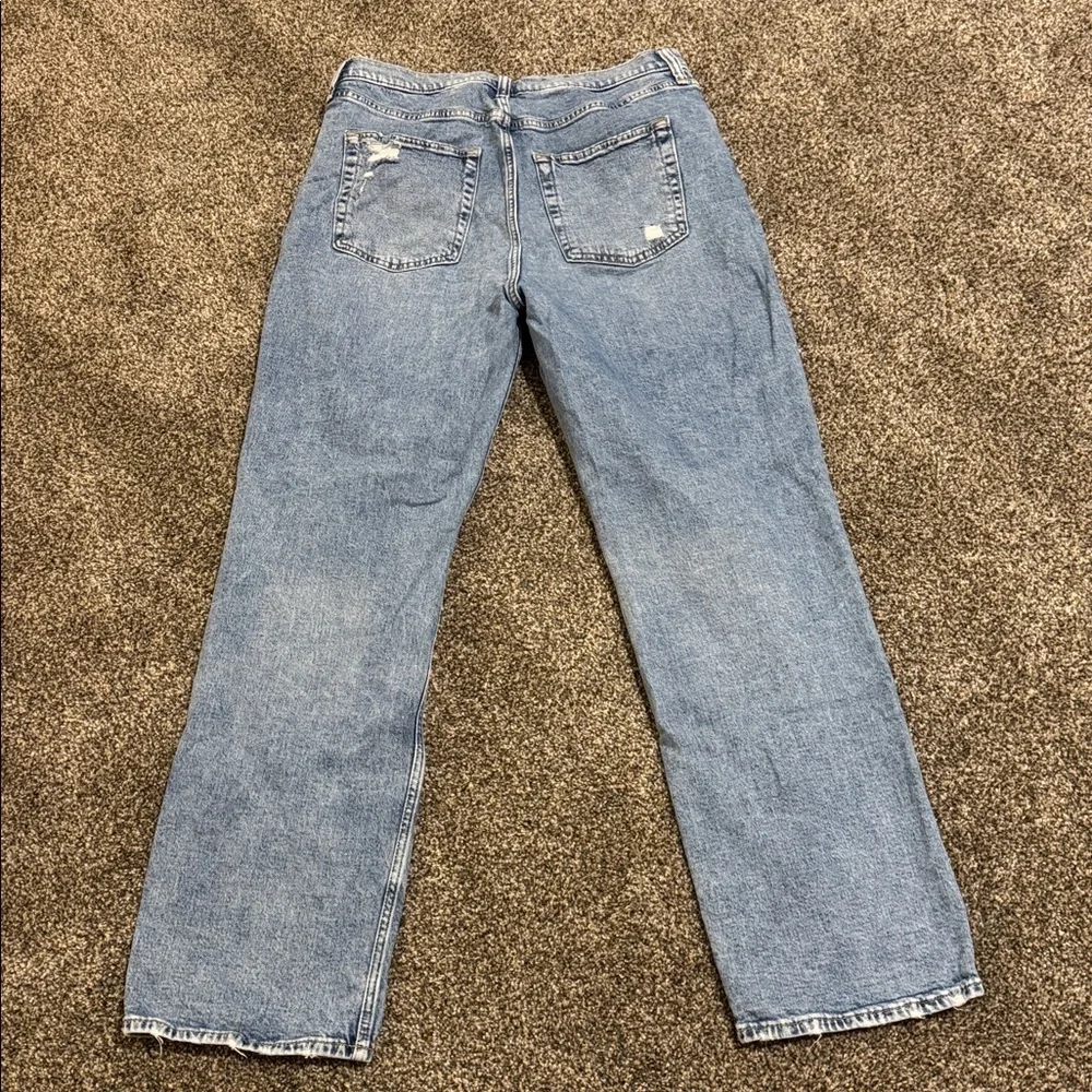 GAP Women's 90s Loose High Rise Straight Leg Jeans Light Blue size 30/10 Ripped - Picture 8 of 11